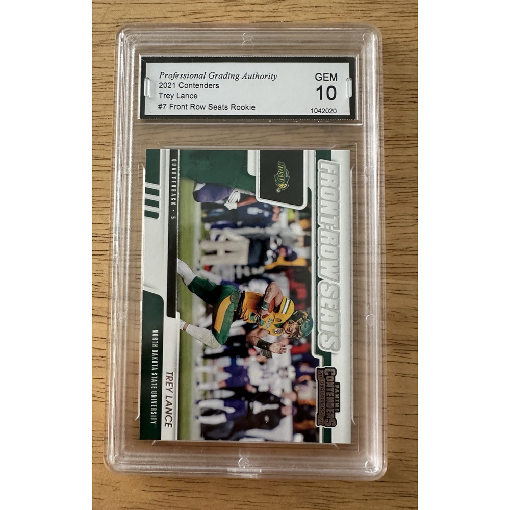 2021 Contenders Trey Lance #7 Front Row Seat Rookie, PGA 10, GEM NDSU, Chargers